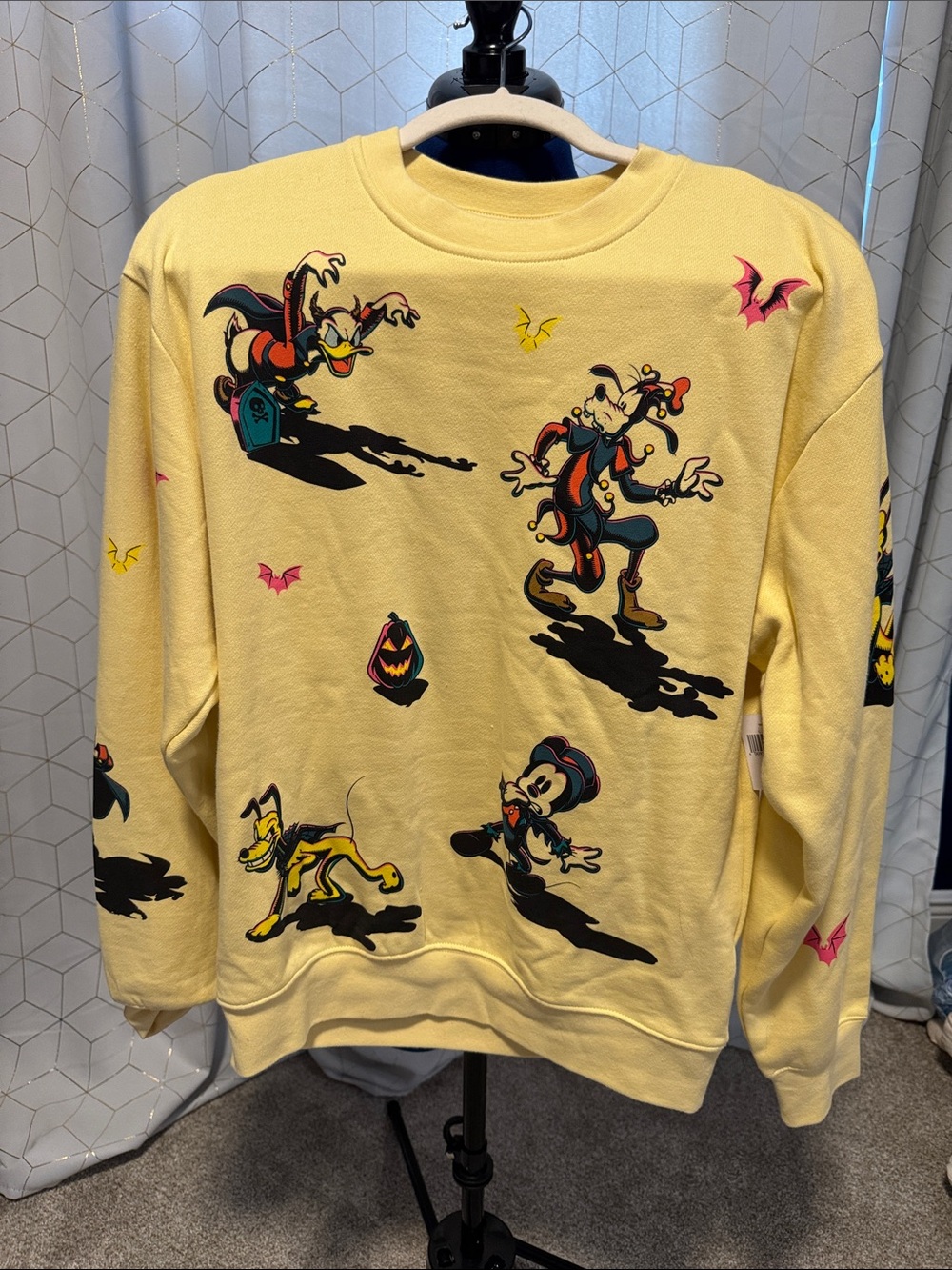 Disney Parks Yellow Halloween Cartoon Crewneck Sweatshirt